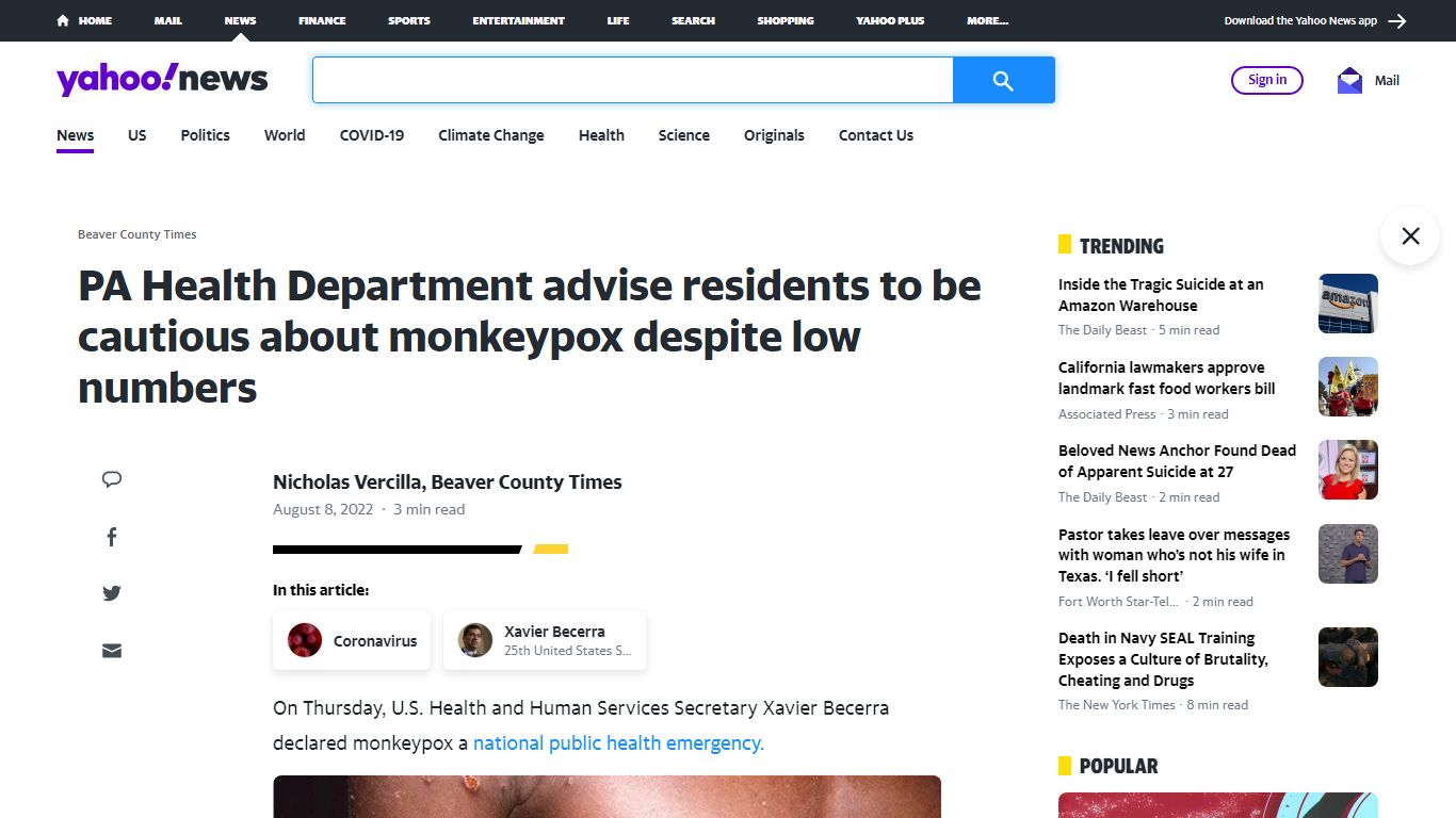 PA Health Department advise residents to be cautious about monkeypox ...