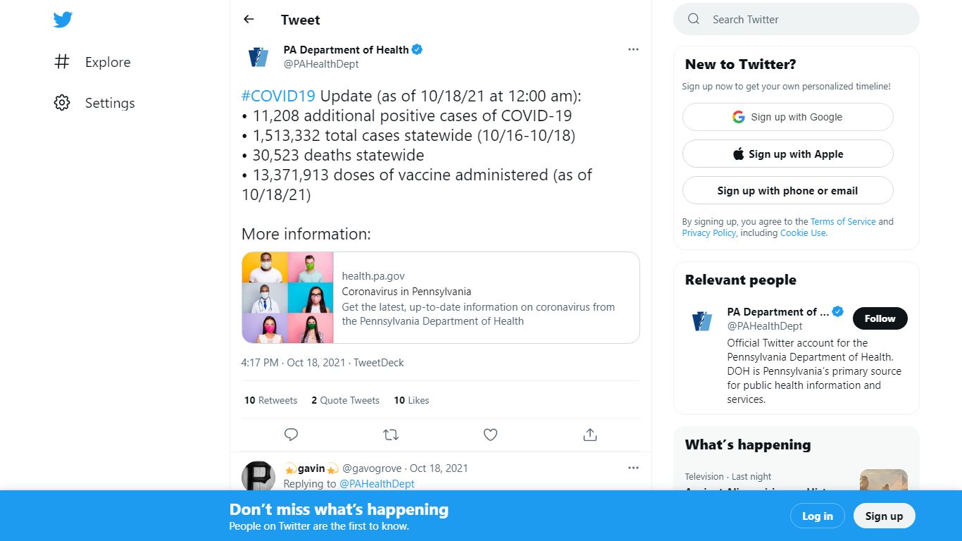 PA Department of Health on Twitter